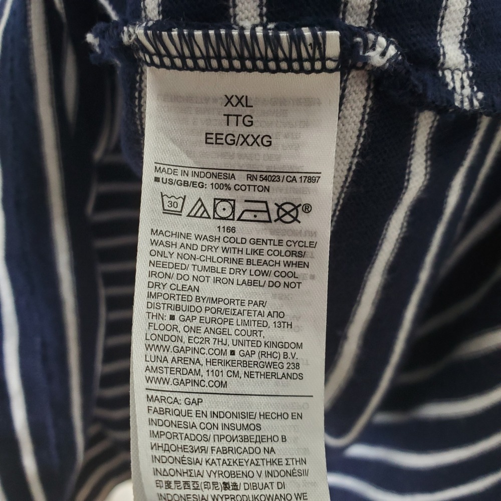 GAP Navy & White Stripe Boatneck Oversize Tunic Cotton Top Long Sleeve Shirt XXL - Picture 5 of 12